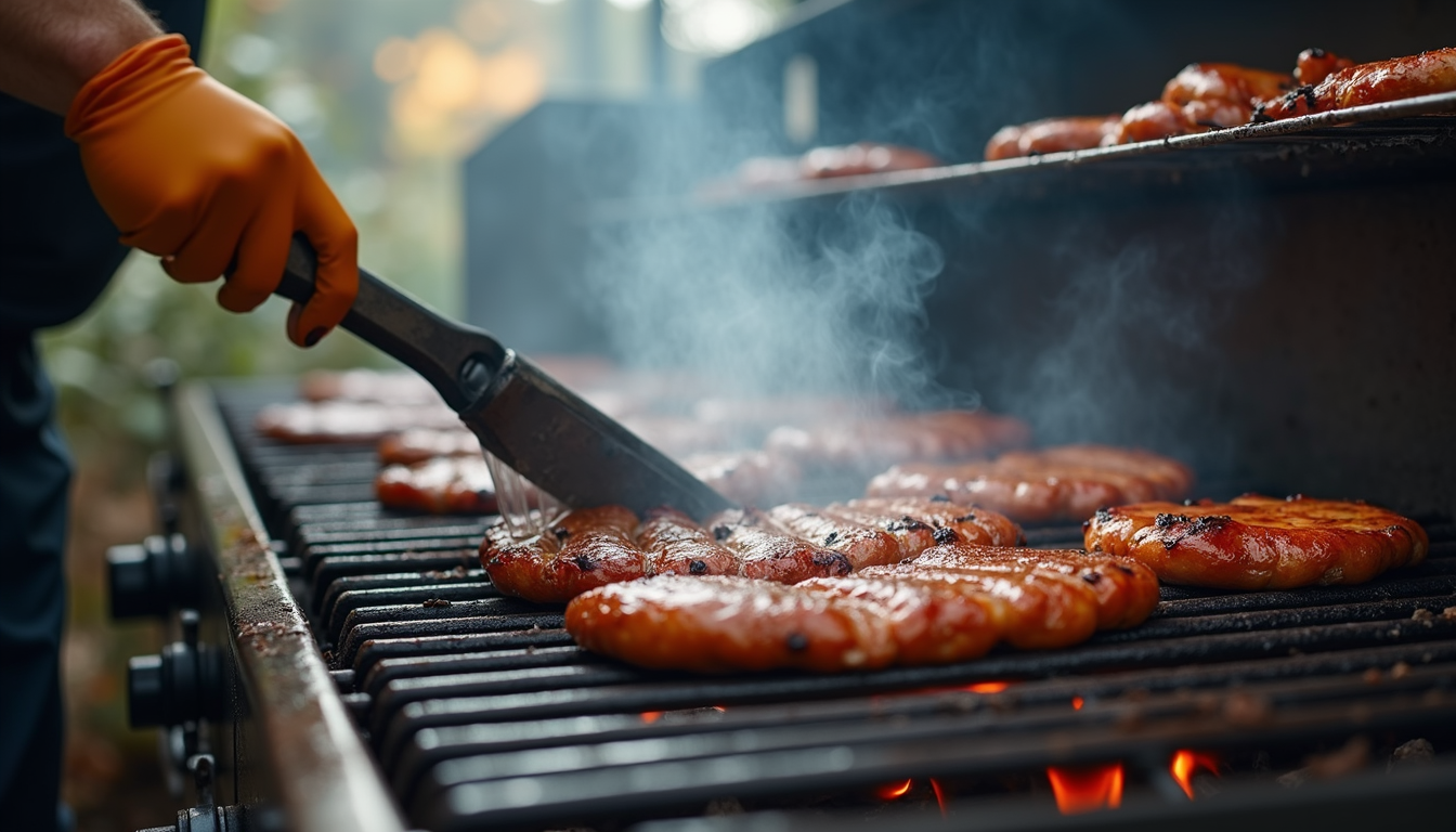 An Aspect technician cleaning a grill