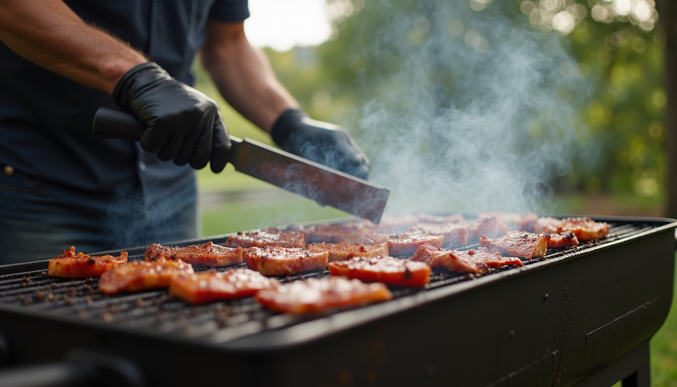 A barbecue mid clean, parts removed